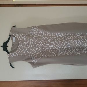 Calvin klein dress ,14 ,animal imprint,beige,40 in long